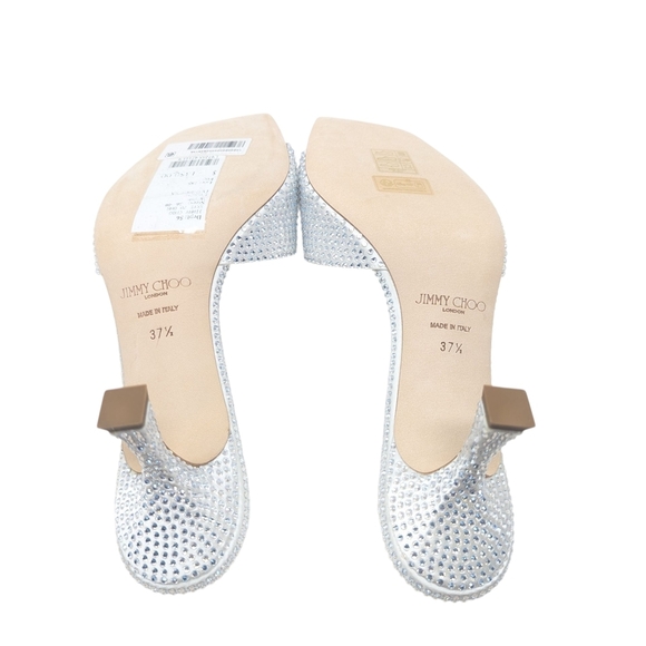 NIB Jimmy Choo Skye 70 Silver Crystal Kitten Heel Sandal Size EU 37.5 - Picture 6 of 12